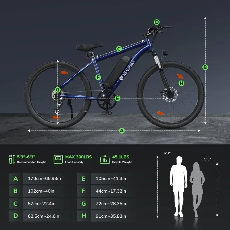 M10 500W Electric Mountain Bike 26" 20MPH Removable Battery Commuter