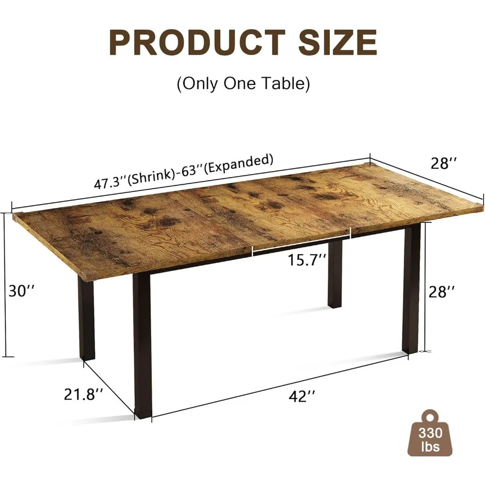 Extendable Dining Table Modern Kitchen Table for 4-6 People