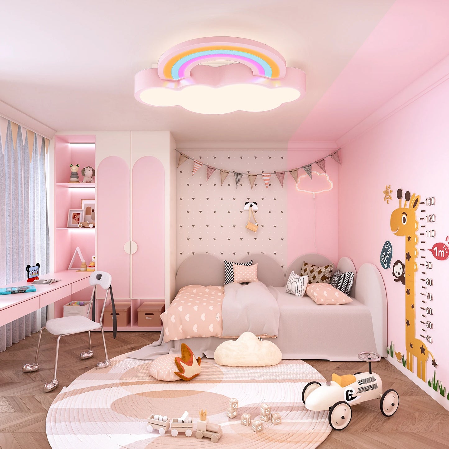 Kids Bedroom Ceiling Light Cloud Rainbow Ceiling Lamp Dimmable Fixture