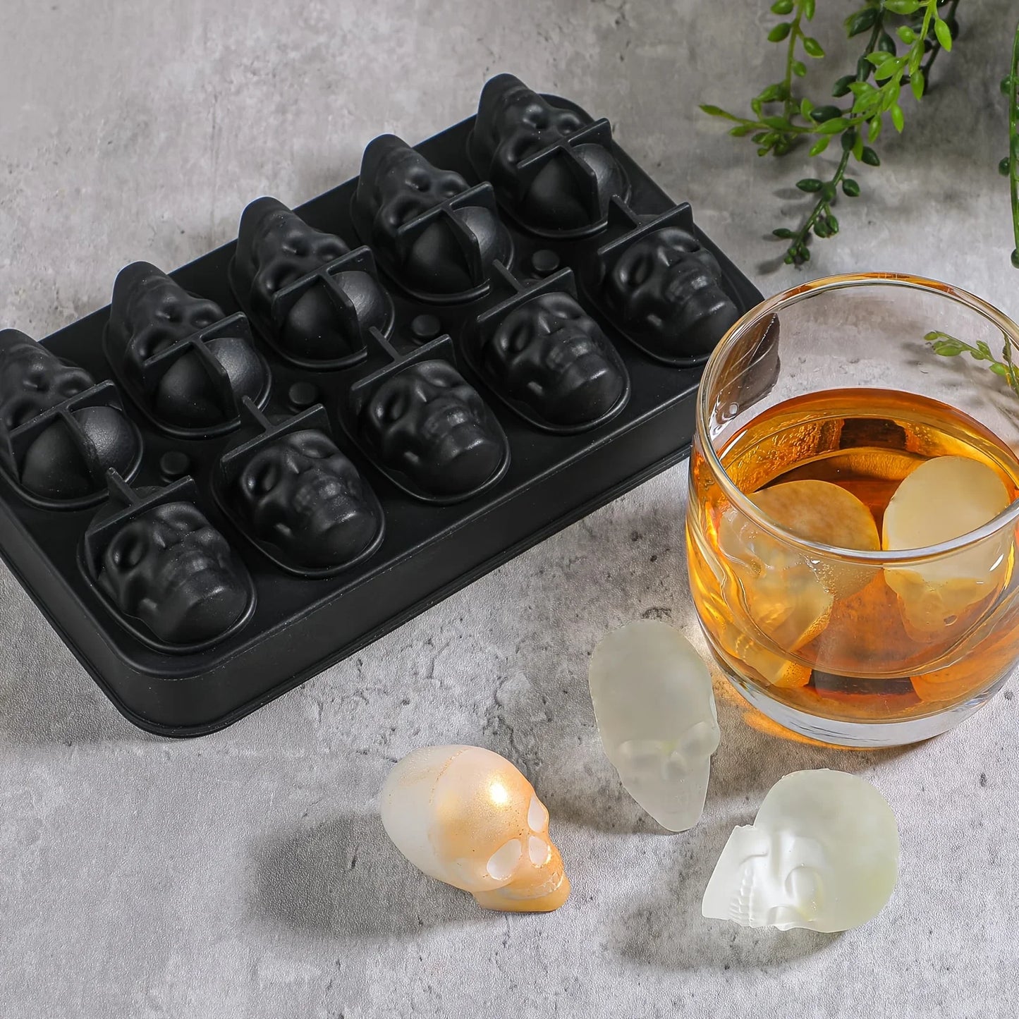 3D Skull Ice Cube Tray Silicone Mold for Whiskey Party Drinks