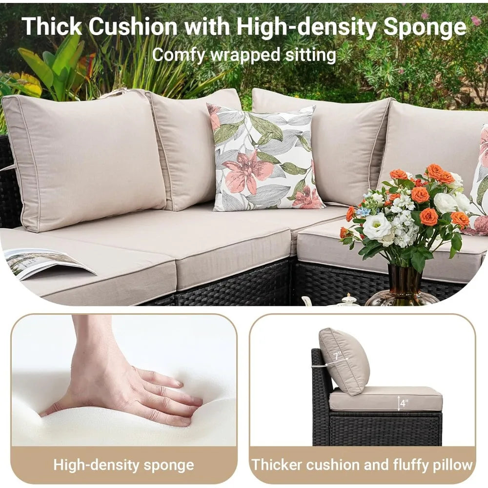 Ljustra 8-Piece Outdoor Wicker Sectional Sofa Set with Cushions and Table