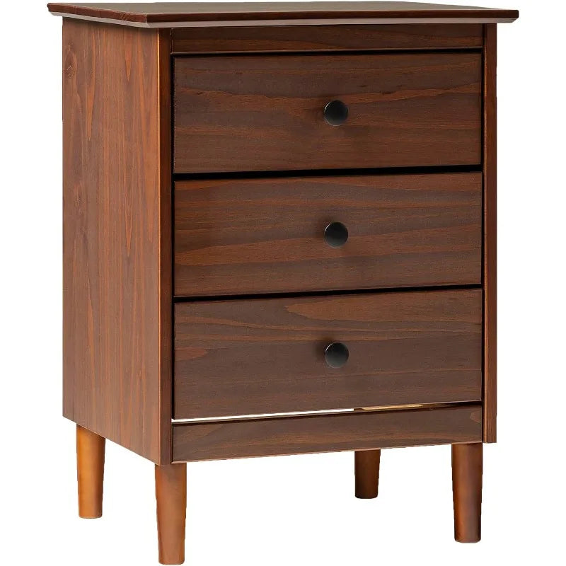 Ljustra Traditional Wood 3 Drawer Nightstand Storage Bedside Table