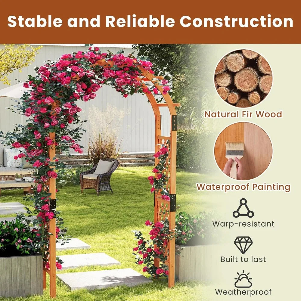 Moccha 7.7 FT Garden Arbor Wooden Trellis for Climbing Plants Outdoor