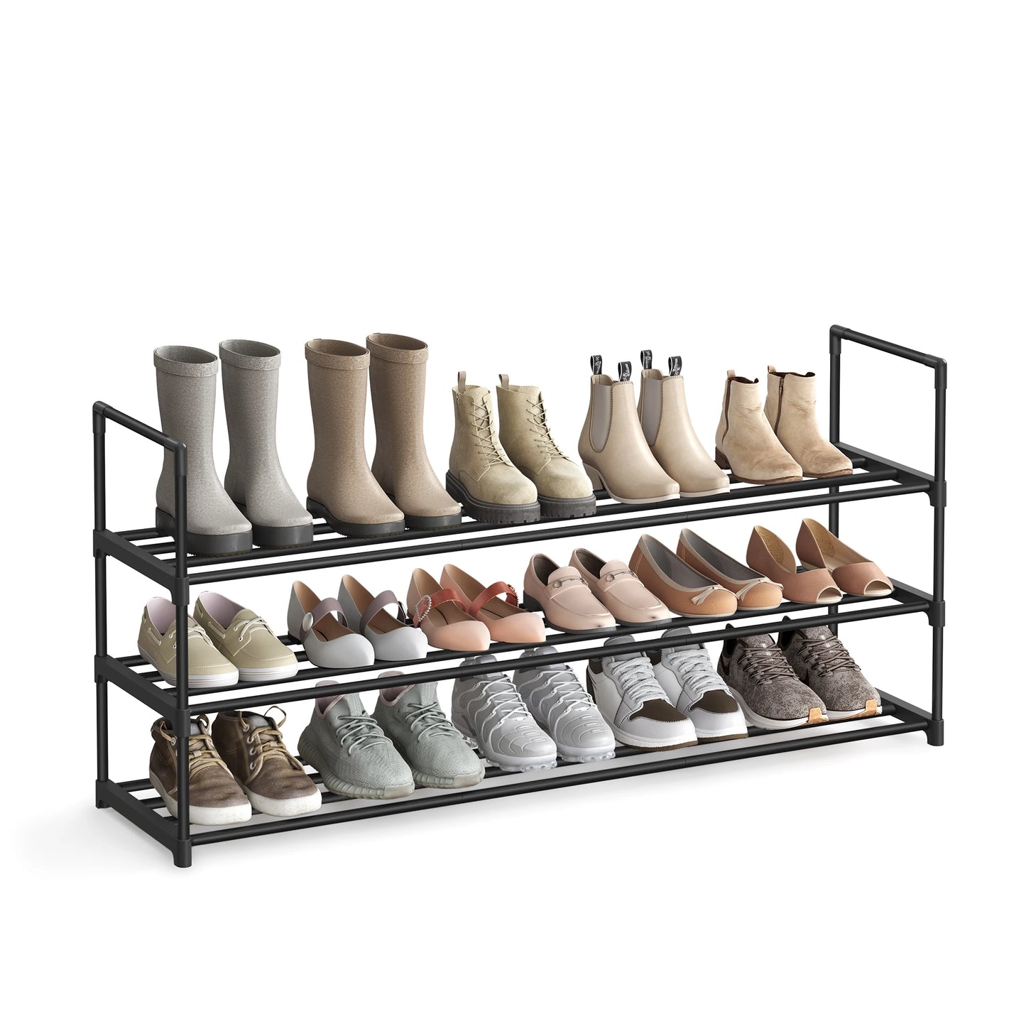 Ljustra 3 Tier Shoe Rack Organizer Metal Storage for 18 Pairs of Shoes