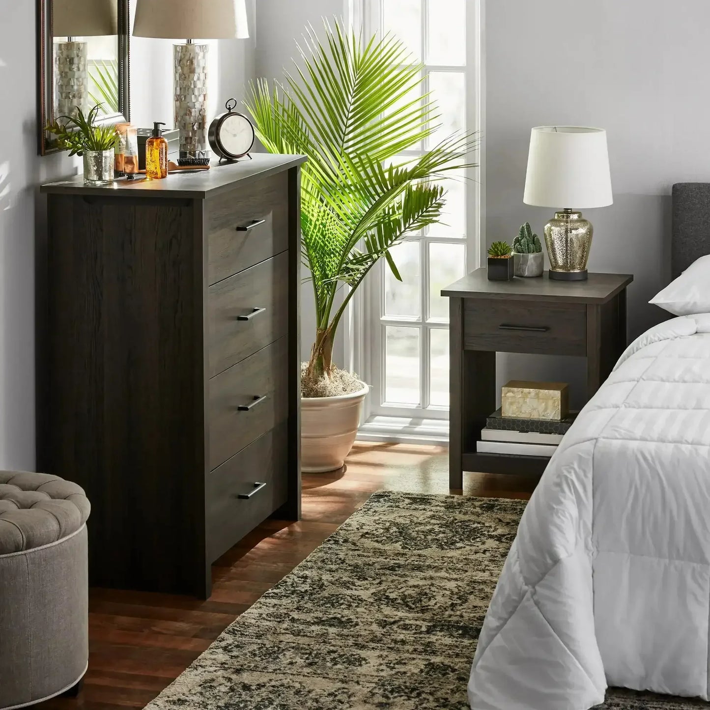 Hillside Nightstand Espresso Finish Modern Storage Furniture