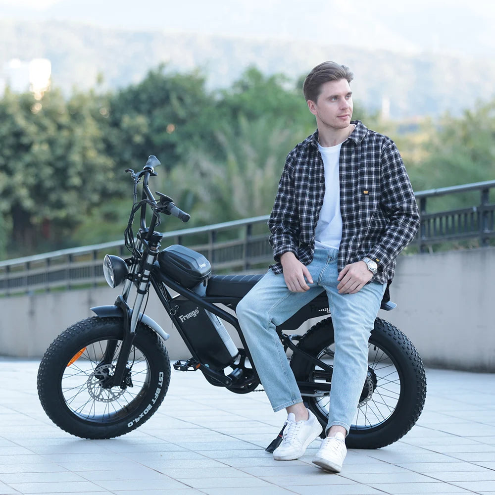 New FREEGO F0 Electric Bike 20 Inch Fat Tire Off Road E-bicycle 48V