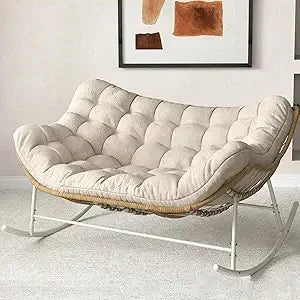 Double Rocking Chair Indoor Outdoor Oversized Papasan Loveseat
