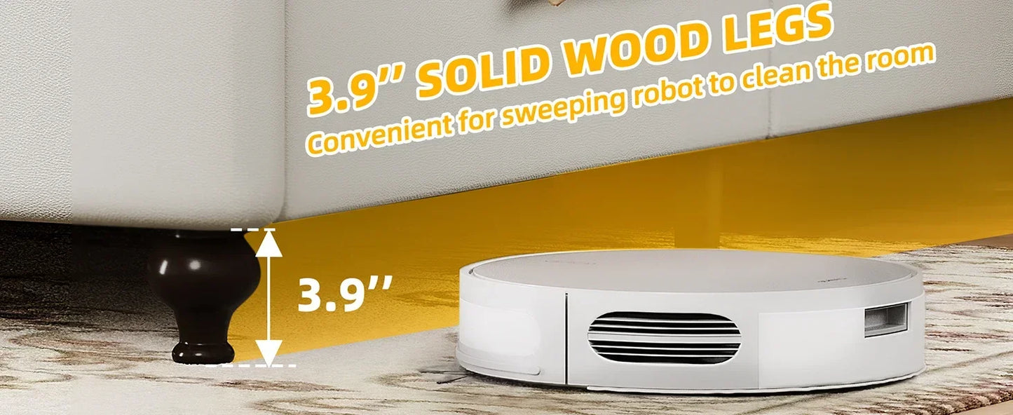 Ljustra King Size Platform Bed with 54 Inch Tall Headboard PU Leather