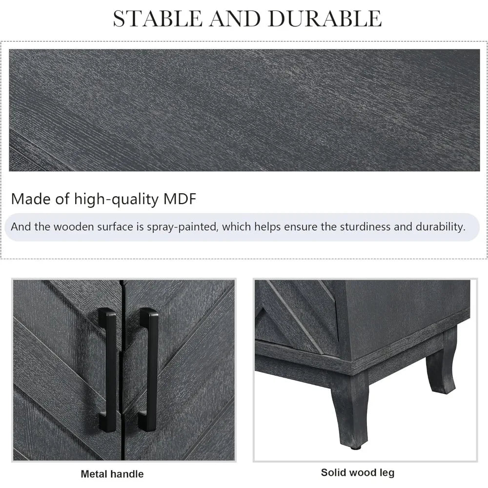 Vintage Sideboard Buffet Cabinet Storage Console Table with 4 Doors