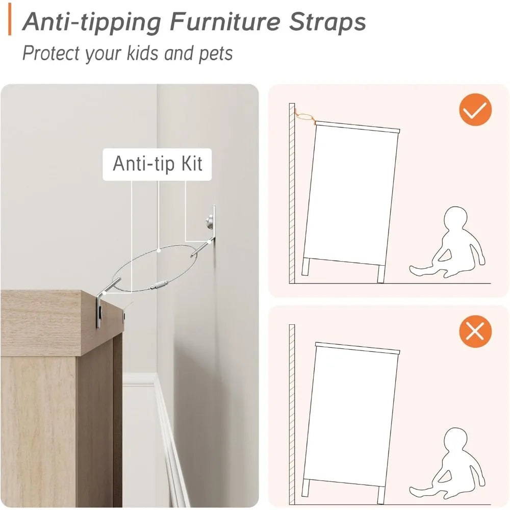 Children's Bedroom Furniture Set with 5-Drawer Dresser and Nightstands