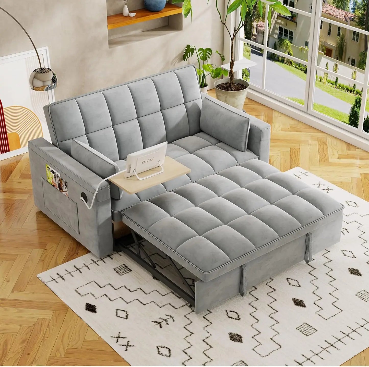 Ljustra 3-in-1 Convertible Sofa Bed Loveseat Sleeper Couch Adjustable Backrest