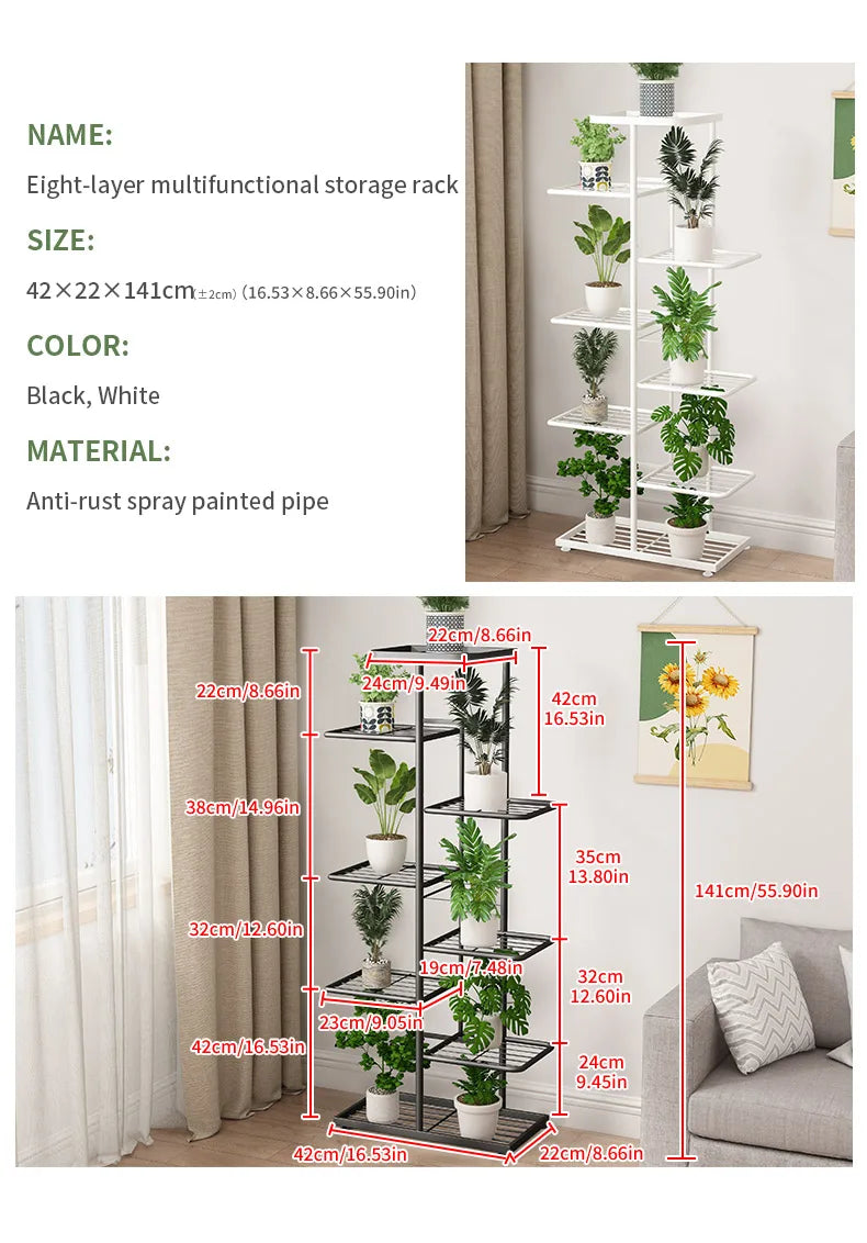 Ljustra Flower Stand Rack Metal Plant Holder Organizer for Home Garden