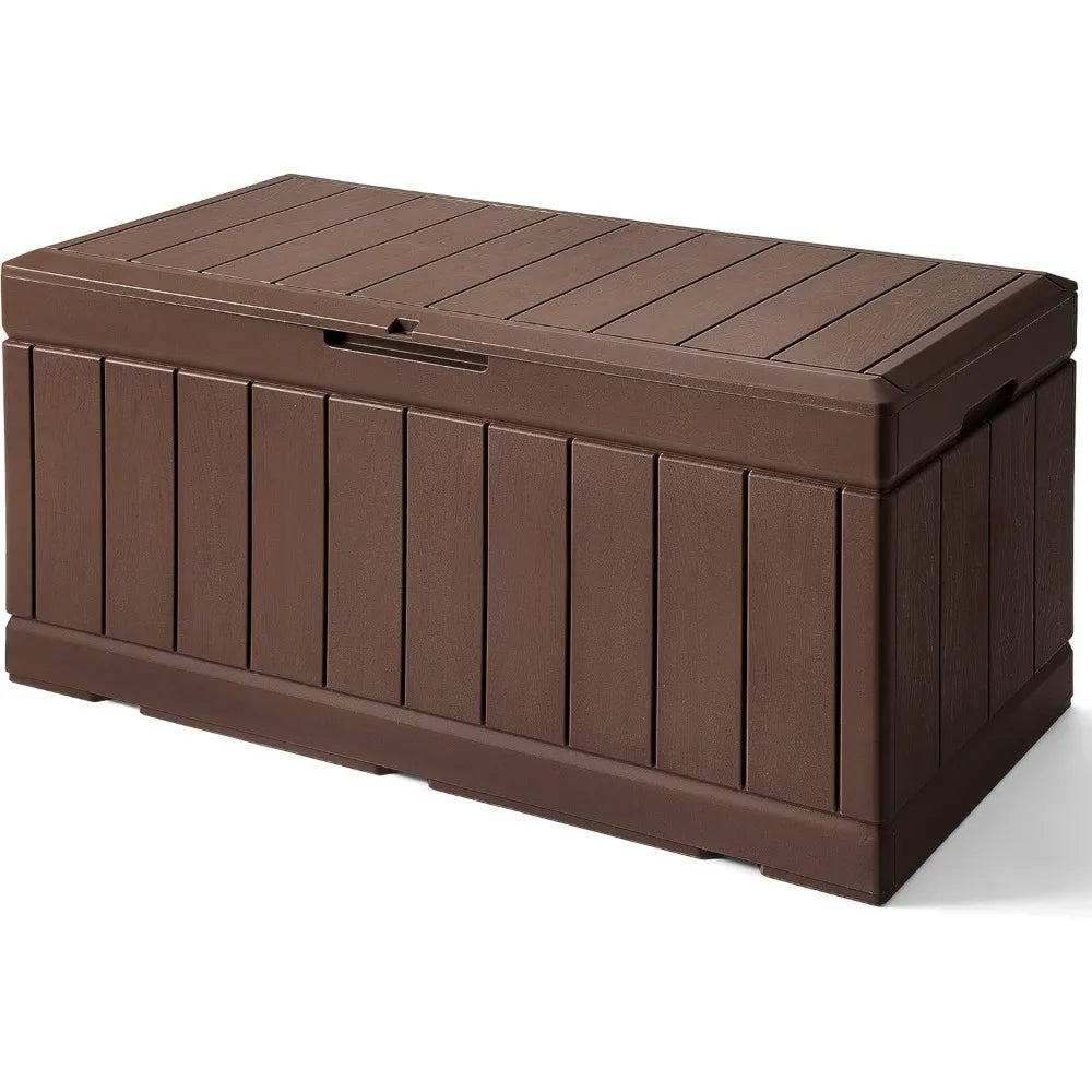 Ljustra 83 Gallon Outdoor Waterproof Storage Box Lockable Resin Bench