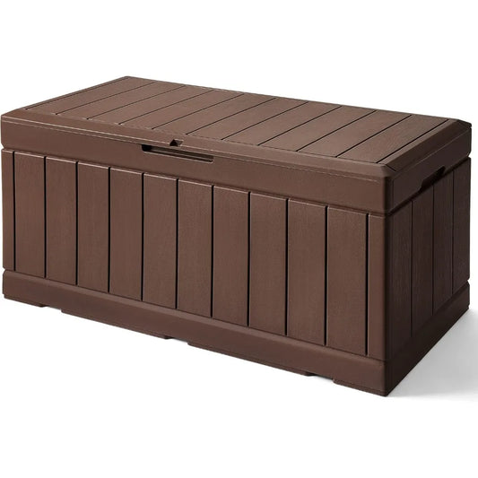 Ljustra 83 Gallon Outdoor Waterproof Storage Box Lockable Resin Bench
