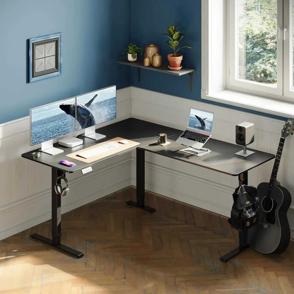 L Shaped Standing Desk Adjustable Corner Ergonomic Workstation 63 Inch