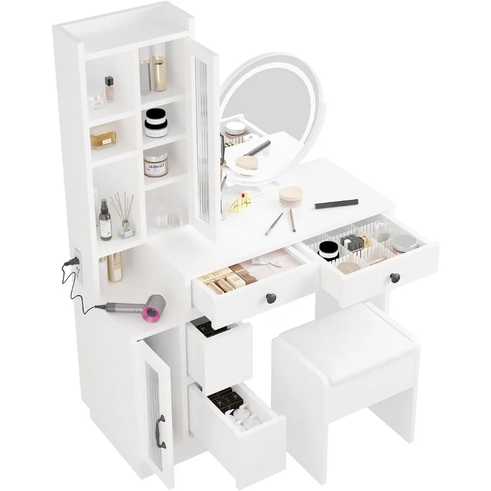 Ljustra Dressing Table Vanity Set with LED Mirror and Storage Cabinet