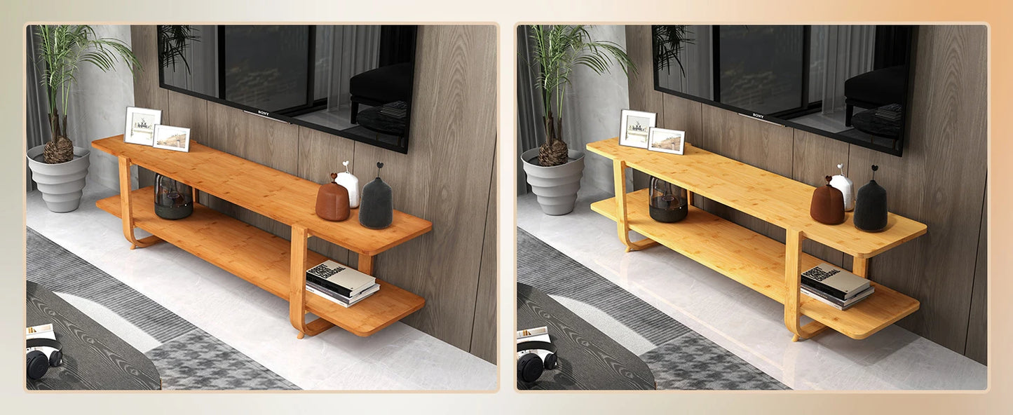 Bamboo TV Stand for 65'' TVs Modern Storage Accent Media Console