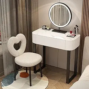 Modern Dressing Table with Drawers Makeup Vanity Desk with Mirror Lights