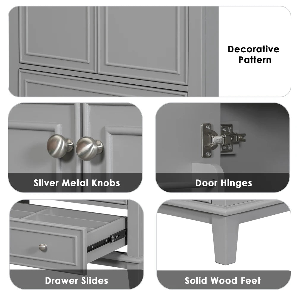 30 Bathroom Vanity Sink Combo Solid Wood MDF Cabinet Storage Modern