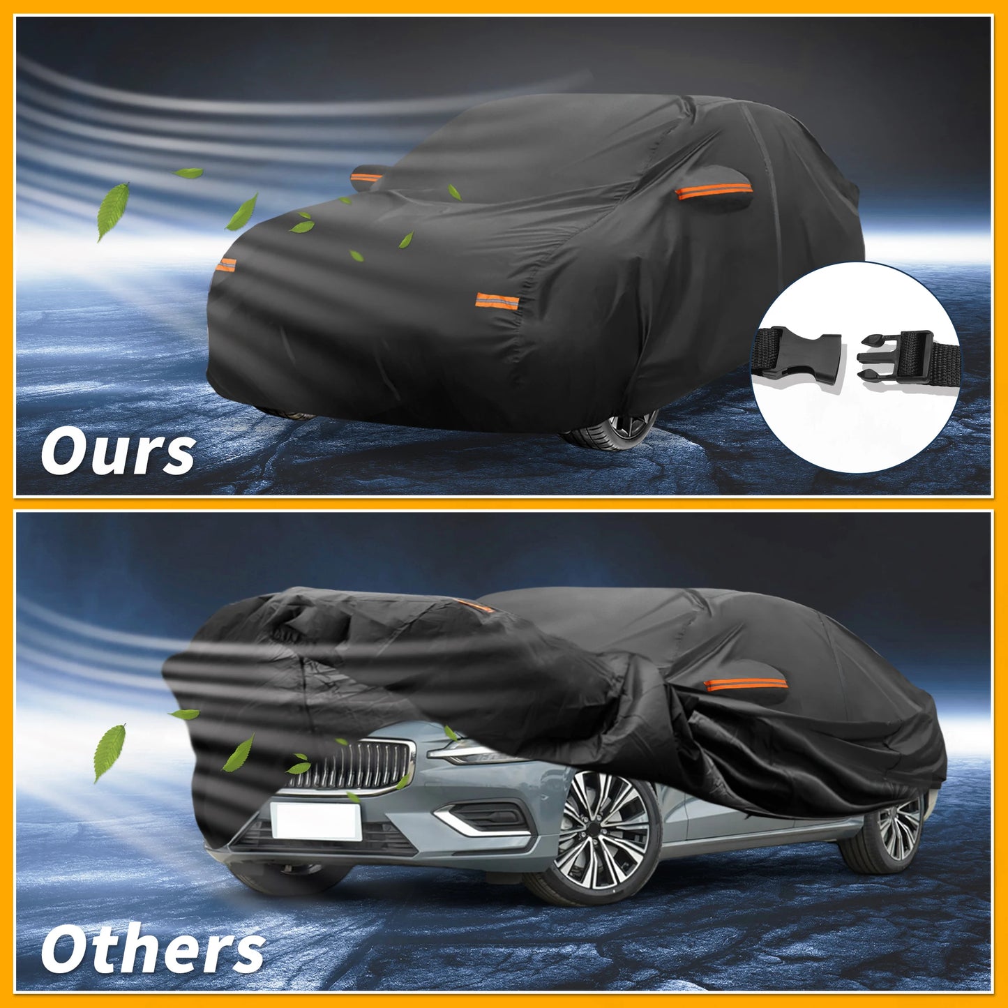All Weather Car Cover for Volvo S60 Sedan with Left Zipper 190T-Pu