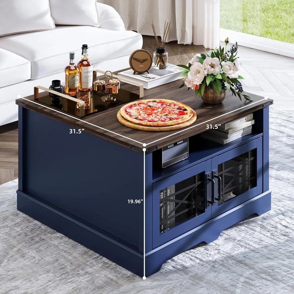 Wood Coffee Table with Storage Lift Top Rustic Center Table for Living Room