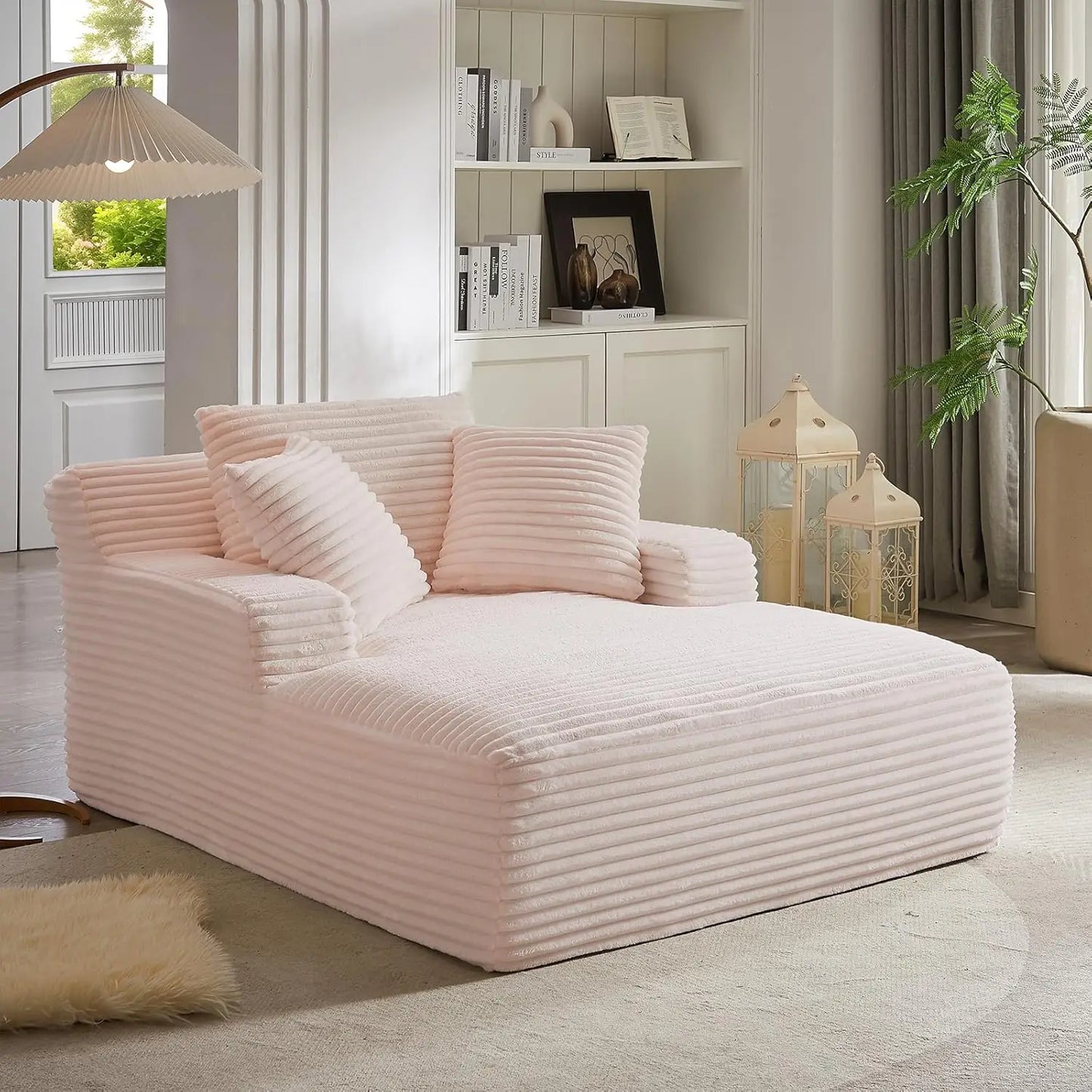 Ljustra 50 Inch Oversized Chaise Lounge Chair Indoor Sofa Bed with Pillows