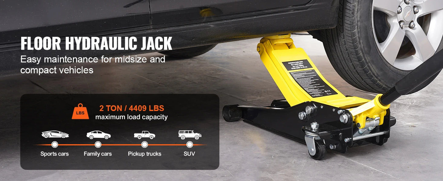 Ljustra 2 Ton Low Profile Floor Jack Hydraulic Car Jack Quick Lift Pump