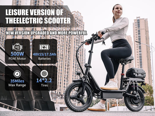Adults Electric Scooter with Seat 700W 30 Mile Range Foldable E-Scooter