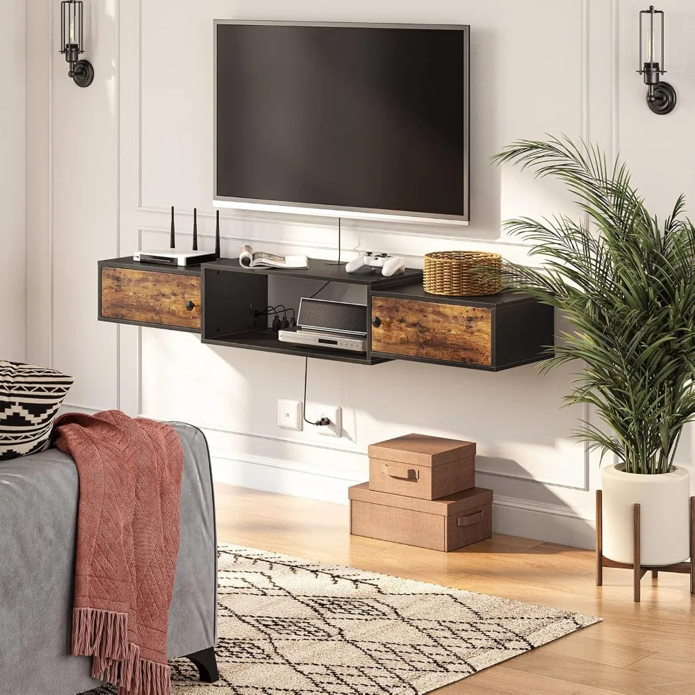 55 Inch Floating TV Stand Modern Wall Mounted Media Console Shelf