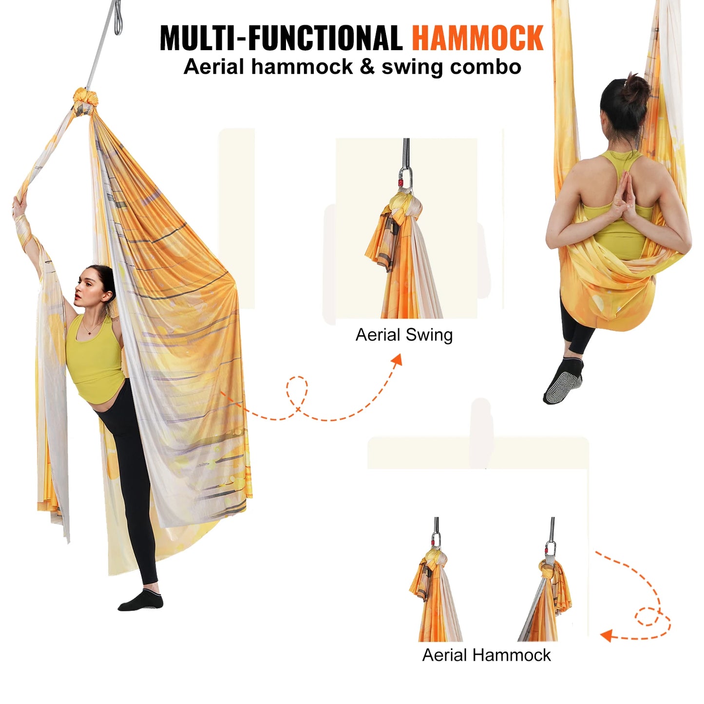 Ljustra Aerial Yoga Hammock Swing 5.5 Yards Full Rigging Hardware Fitness