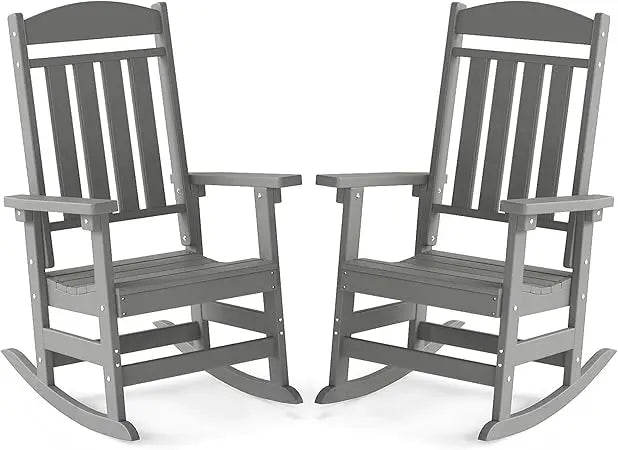 Patio Rocking Chairs Set of 2 HDPE All Weather Outdoor Rockers