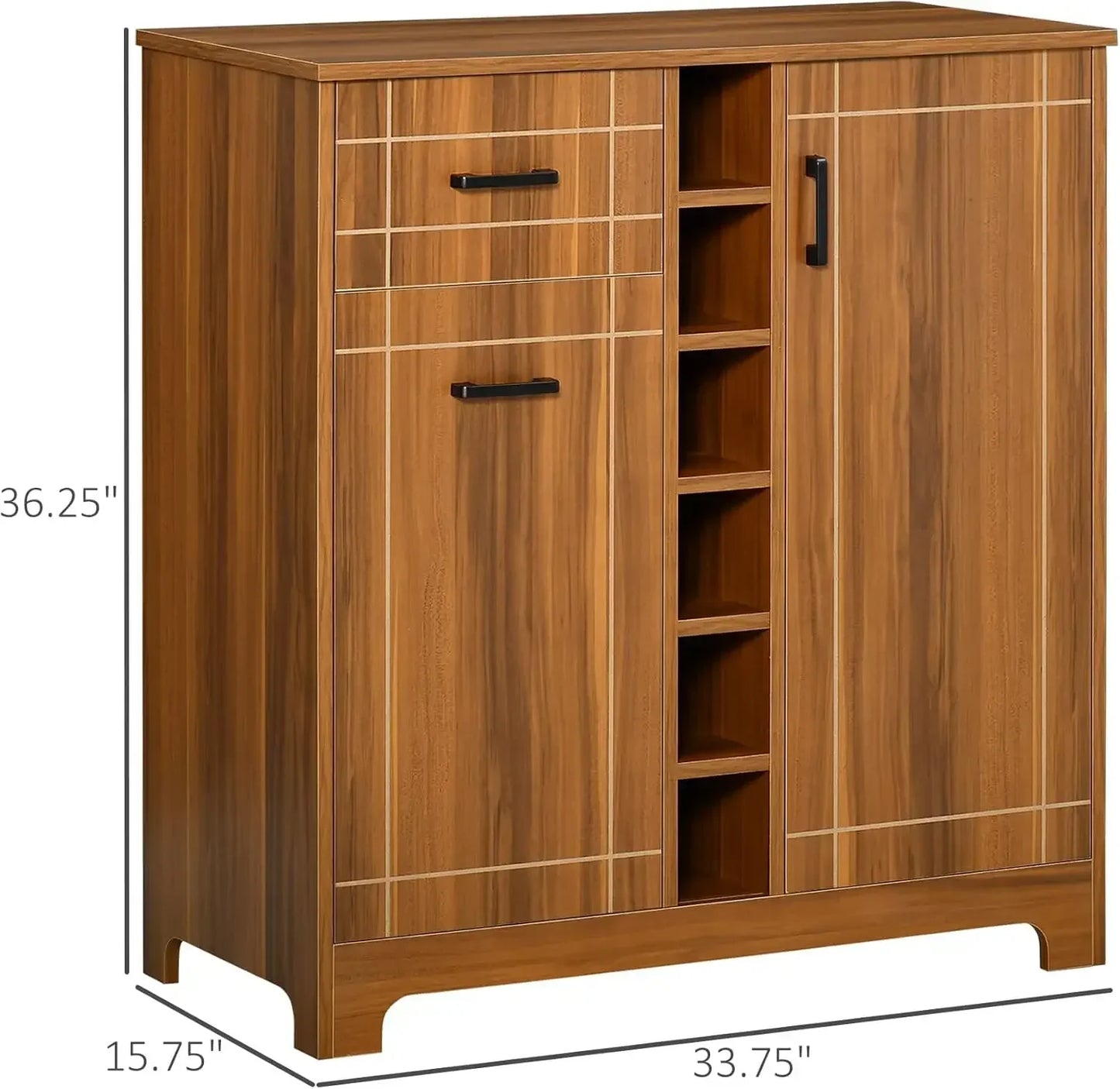 Retro Wine Cabinet Wine Rack Serving Bar 6 Bottles Storage Sideboard