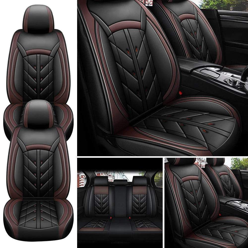 5-Seater Universal Car Seat Cover Waterproof PU Leather Full Set