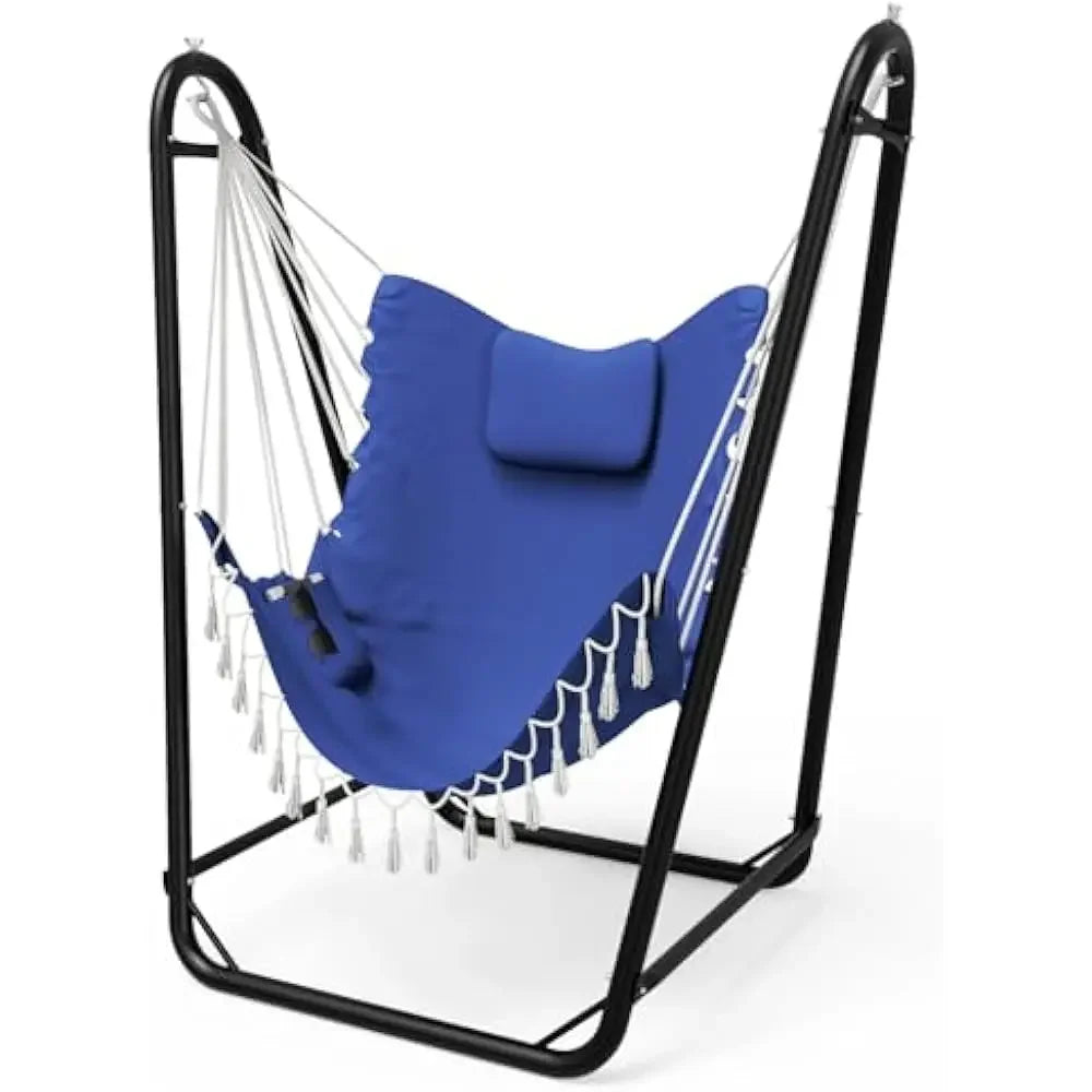 Unique U-Shaped Hammock Chair with Stand Sturdy Rust-Resistant Patio Swing