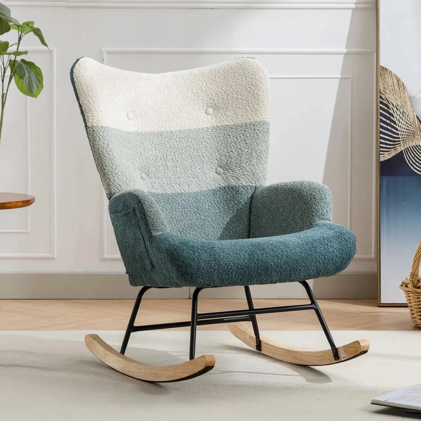 Ljustra Nursery Rocking Chair Teddy Upholstered Glider Accent Chair