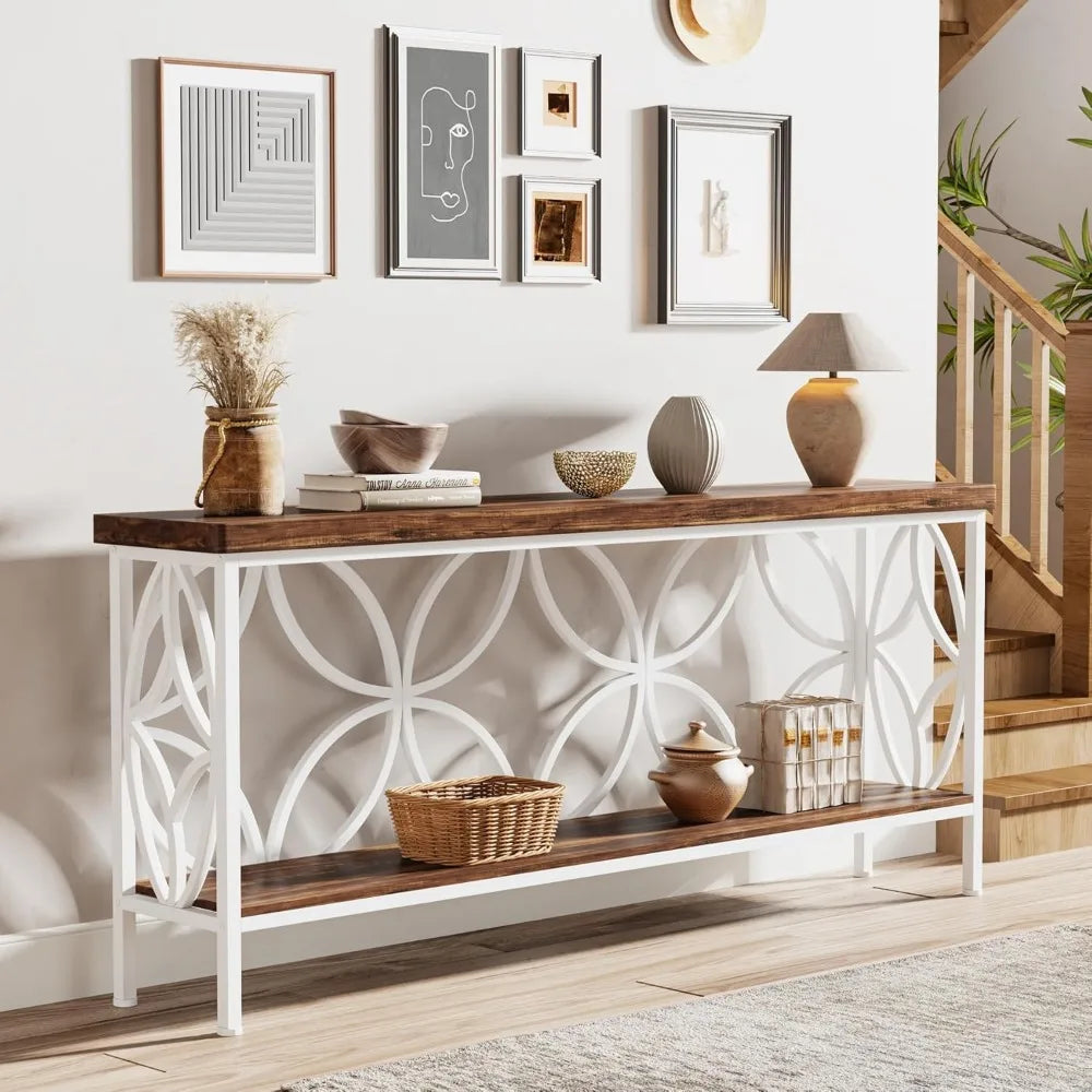 70.9-Inch Industrial Narrow Sofa Table Console for Entryway Living Room