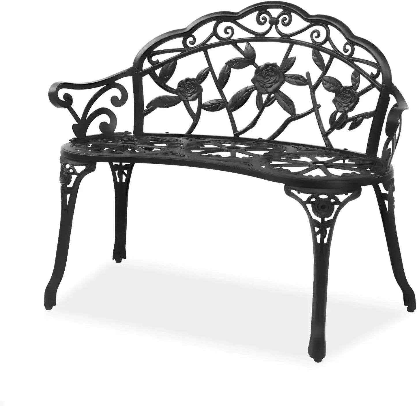 Patio Park Garden Metal Rose Bench Outdoor Cast Iron Aluminum Chair