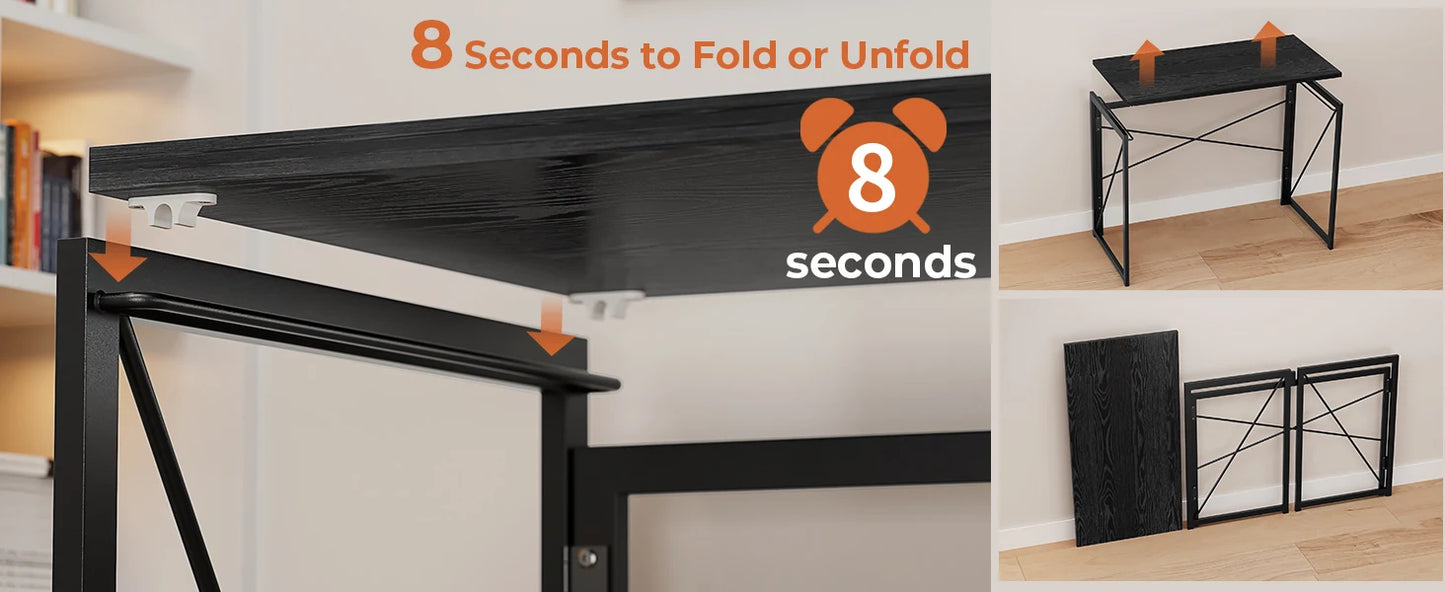 Folding Desk Portable Computer Table Space Saving Home Office Use