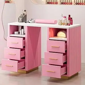 Beauty Manicure Table with Storage Acetone Resistant Nail Desk Workstation