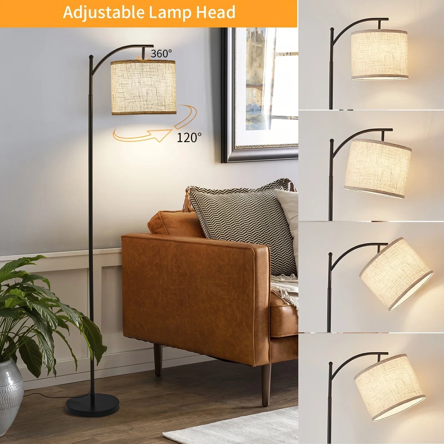 Floor Lamp with 3 Color Temperatures Adjustable Standing Light for Home