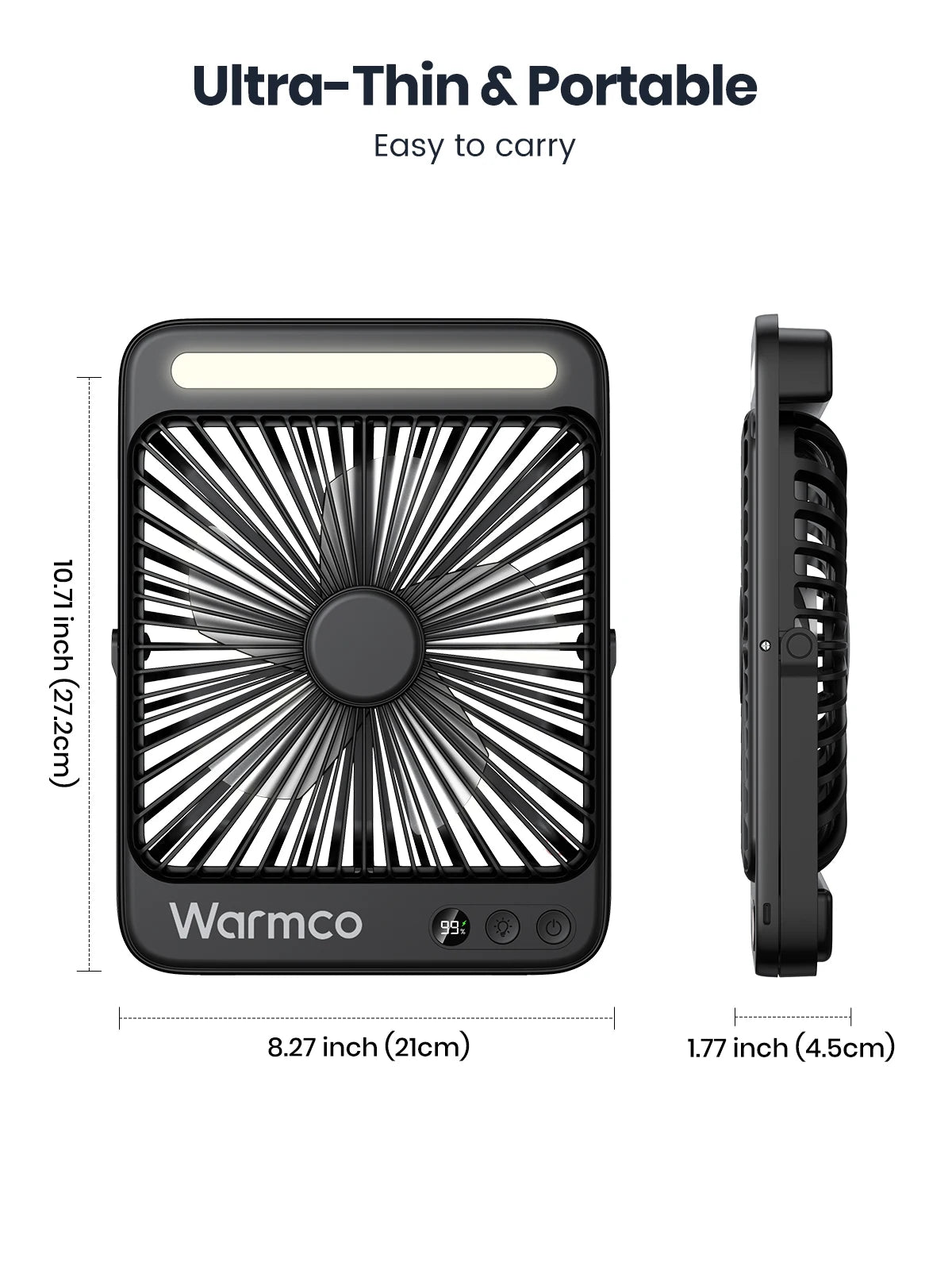 Ljustra 20000mAh Portable Camping Fan with LED Light Quiet Desk Fan