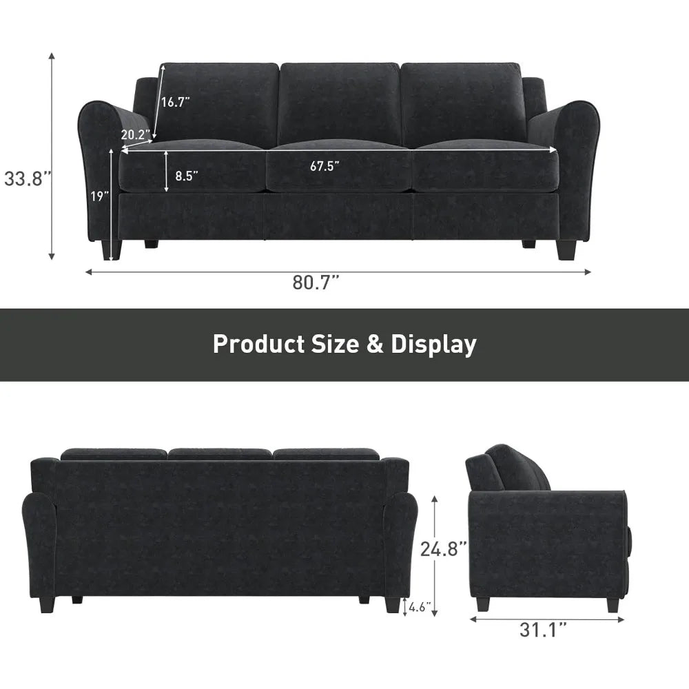 Modern 3 Seater Sofa Couch for Living Room Apartment Office