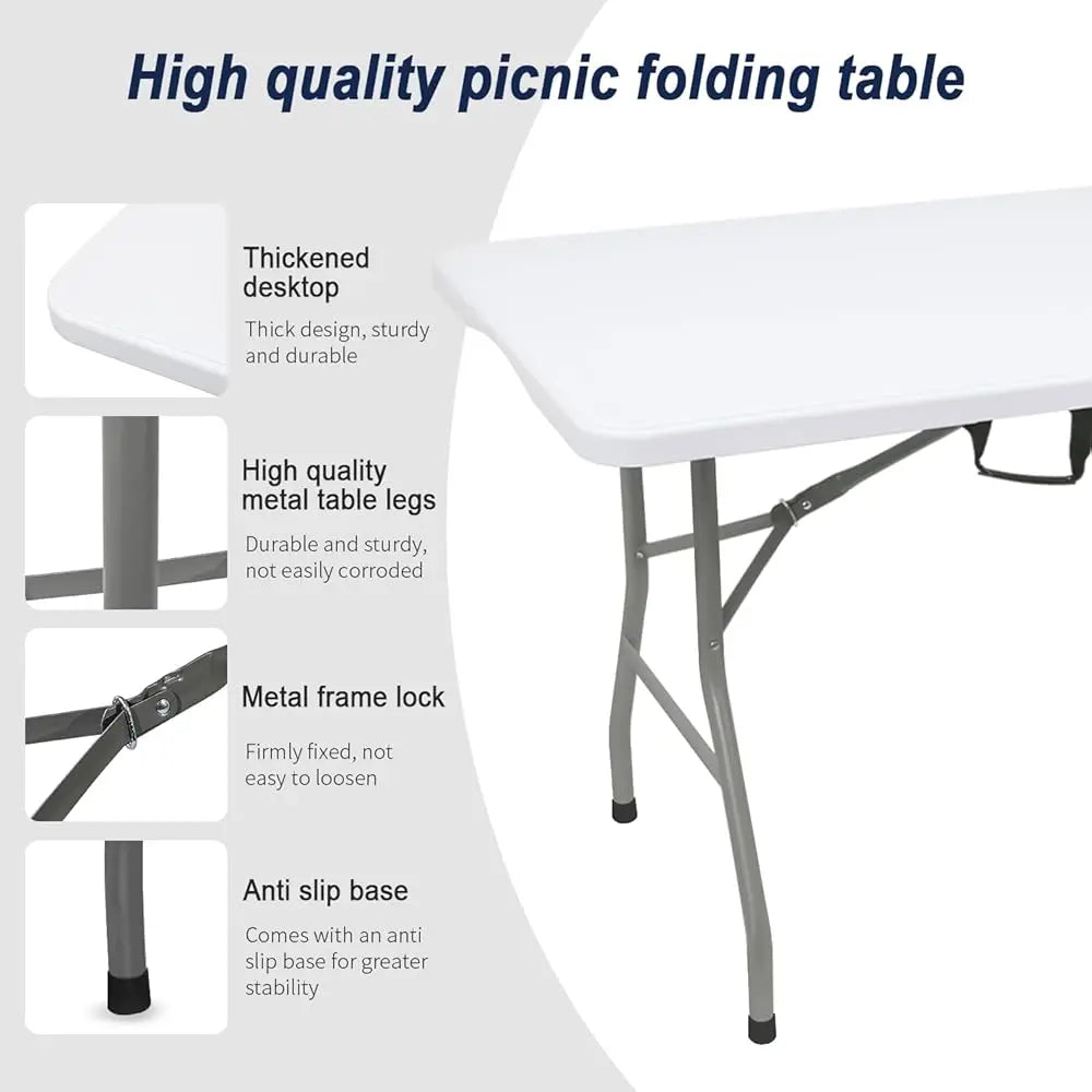6 Ft Folding Table Portable Heavy Duty Plastic Utility Table for Events