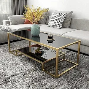 Modern Glass Coffee Table Set with 2 End Tables for Living Room