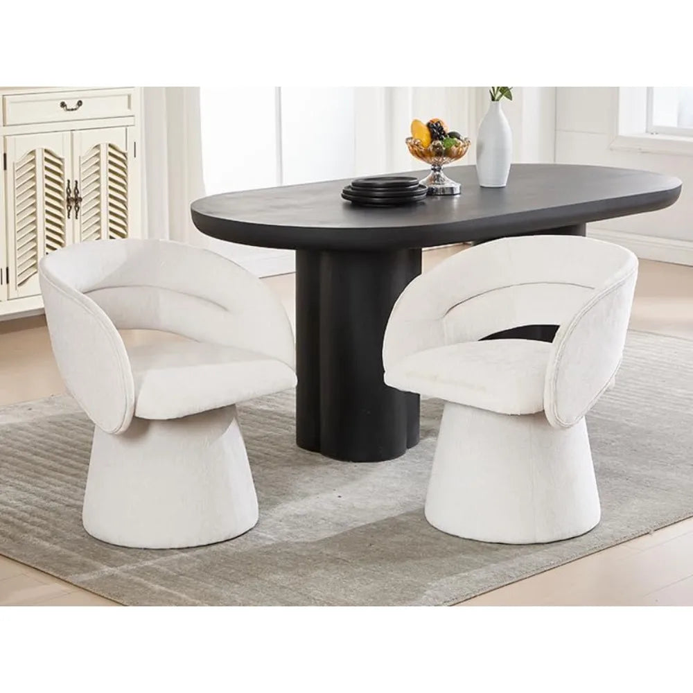 Swivel Barrel Dining Chairs Set of 2 Mid Century Modern Accent Armchairs