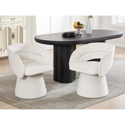 Swivel Barrel Dining Chairs Set of 2 Mid Century Modern Accent Armchairs