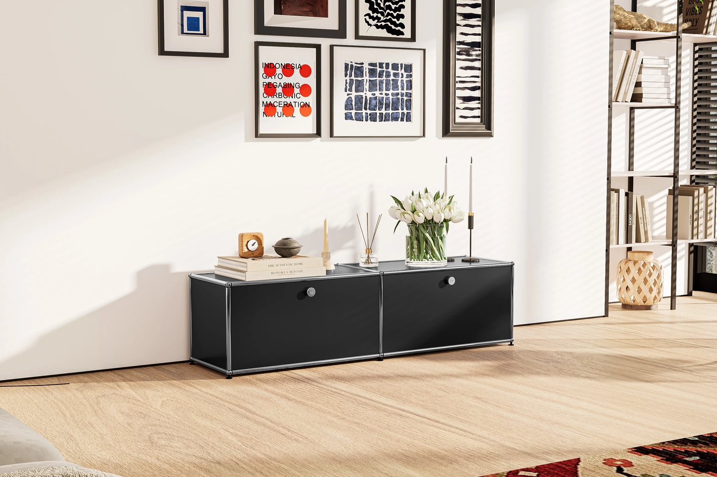 Black TV Stand Storage Cabinet Modern Nordic Furniture Nightstand