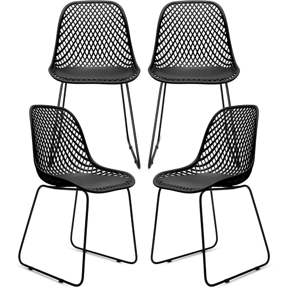 Contemporary Armless Shell Chair Set with Metal Legs for Dining Workspace