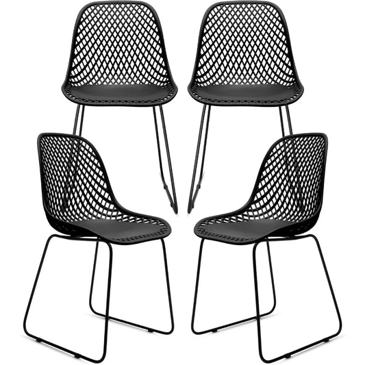 Contemporary Armless Shell Chair Set with Metal Legs for Dining Workspace