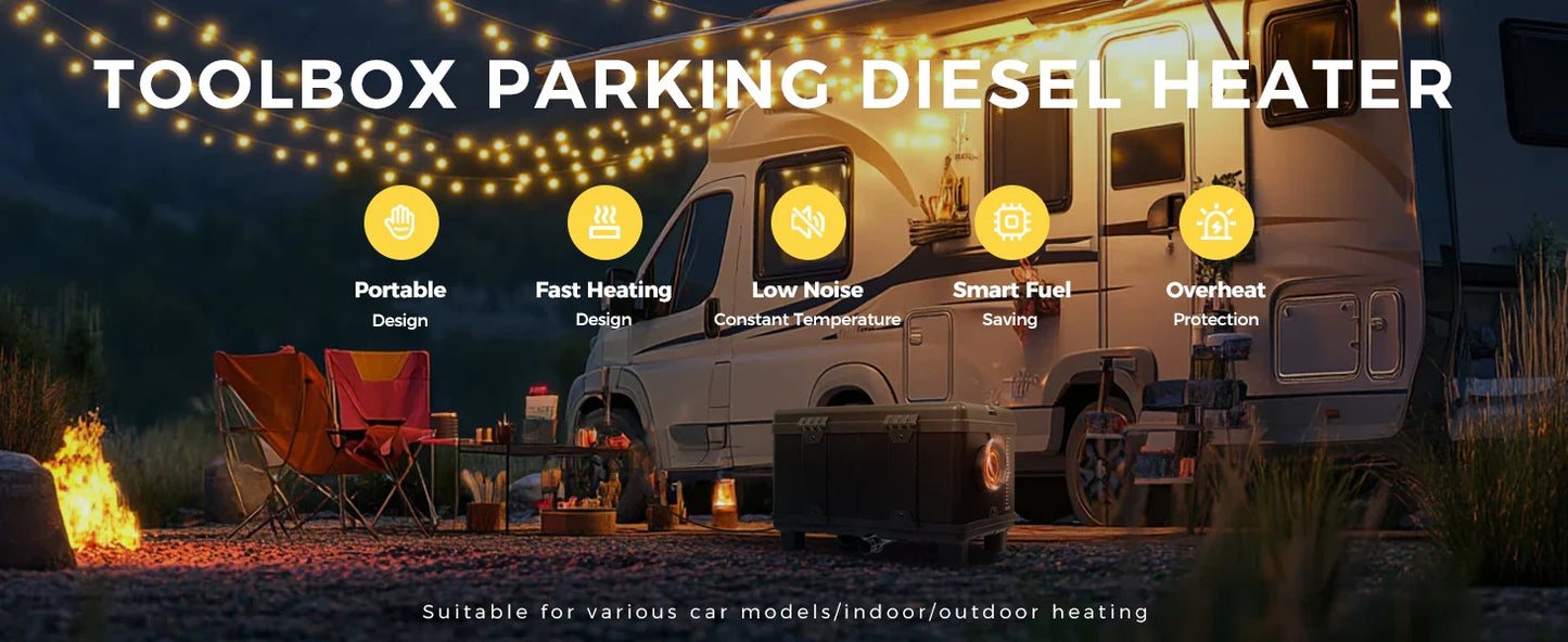 8KW Portable Diesel Air Heater 12V 24V Bluetooth Low Noise LCD Control